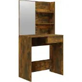 vidaXL Schminktafel met spiegel, gerookt eikenhout, 74,5 x 40 x 141 cm