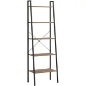 vidaXL Ladderrek met 5 schappen 56x35x174 cm donkerbruin en zwart