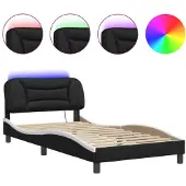 vidaXL Bedframe met LED-verlichting, zonder matras, "Hvar", zwart en wit, 100x200 cm