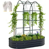 Outsunny Multifunctioneel Tuinbed - Metaal - 160x90x180cm - Donkergrijs