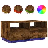 vidaXL Salontafel met LED-verlichting, gerookt eikenhout, 90x49x40 cm
