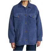 Billabong - Coastal Waves Oversized Trucker Jacket Washed Blue voor Dames van Gerecycled Polyester - Maat S - Blauw