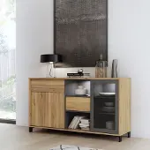 Aucune – SOUTH BEACH – Dressoir – Glazen schuifdeur – Chêne Mauvella