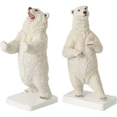 J-Line Boekensteunen beer - polyresin - wit - set van 2