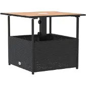 vidaXL Tuintafel met parasolgat 55x55x46,5 cm poly rattan zwart
