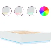 vidaXL Bedframe met LED-verlichting, wit, 150x200 cm, houtvezel