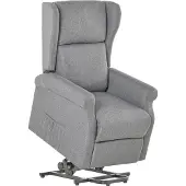 HOMCOM Relaxfauteuil met opstahulp linnen grijs