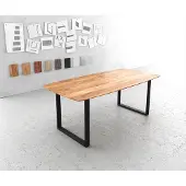 DELIFE Eettafel Edge Boot acacia natuur 200x100 skidframe zwart zwitserse rand eettafel