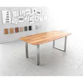 DELIFE Eettafel Edge Boot acacia natuur 200x100 edelstaal smal zwitserse rand eettafel