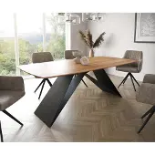 DELIFE Eetkamertafel Edge Boot acacia natuur 200x100 V-frame staal zwart Zwitserse rand