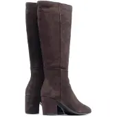 Hush puppies Oprah Suède Lange Leren Dames Chocolade Hakken Knie Hoge Laarzen