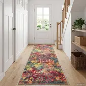 vidaXL Tapijt Runner LESAKA kleurrijk 80 x 450 cm Diamantvelvet