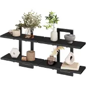 Famanu – Zwevende wandplanken, set van 2, hangende badkamerplanken, 38 cm, zwart