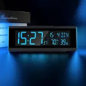 Markenlos - Digitale RGB-wekker met temperatuur, luchtvochtigheid, datum, dubbele alarmen en spraakfunctie
