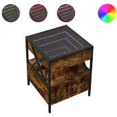 vidaXL Salontafel met Infinity-LED en beukenhoutfineer, 40x40x51 cm