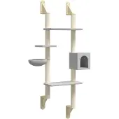 vidaXL Kattenmeubel wandgemonteerd met krabpaal 180 cm lichtgrijs