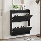 vidaXL Wandgemonteerde Schoenenkast ALKMAAR 71 x 17 x 86 cm Zwart