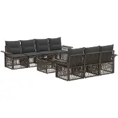 vidaXL Tuinbank Set 8 st Grijs poly rattan