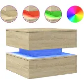 vidaXL Salontafel met LED-verlichting, Sonoma-eikenhout, 50x50x40 cm