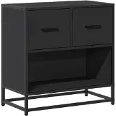vidaXL Nachtkastje 60x31x60 cm bewerkt hout en metaal zwart