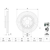 Bosch Remschijf 0 986 478 869 voorkant, geventileerd, sterk gecarboniseerd, 1 Stuk