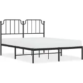 vidaXL Bedframe met hoofdbord metaal zwart 150x200 cm