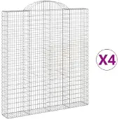 vidaXL Gabionen met boogvorm, 4 stuks, 200x30x220/240 cm, verzinkt staal