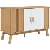 vidaXL Dressoir OLDEN 114x43x73,5 cm massief grenenhout wit en bruin