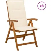 vidaXL Ligstoelen voor Tuin 8 st Naturel Massief Acacia Hout
