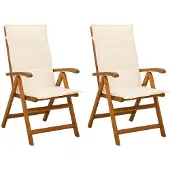 vidaXL Ligstoelen voor Tuin 2 st Naturel Massief Acacia Hout