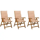 vidaXL Ligstoelen voor Tuin 3 st Naturel Massief Acacia Hout