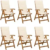 vidaXL Ligstoelen voor Tuin 6 st Naturel Massief Acacia Hout