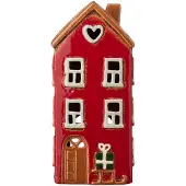 Ib Laursen - Keramieken Huisje - Kerst - Rood met Slee - Waxinelichthouder