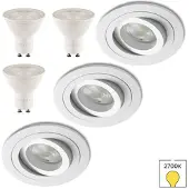 Lybardo - Inbouwspots 3-pack - Kantelbaar + LED Spot 2.4W - Warmwit Licht