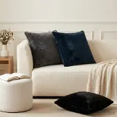 vidaXL Kussensloop 2 st HOUTEN Zwart 55 x 55 cm Nep Konijnenbont