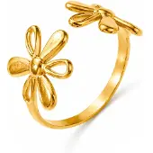 Cilla Jewels Goudkleurige Verstelbare Damesring met Dubbel Bloemmotief