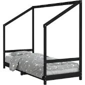 vidaXL Kinderbed, zwart, 80x200 cm, massief grenenhout