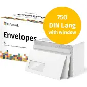 Infowerk NIEUW: Enveloppen met venster, DIN Lang, onbedrukt, 750 stuks
