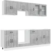 vidaXL 8-delig keukenkastenset Kalmar, betongrijs, houtvezel