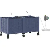 vidaXL Tuin Plantenbak met Irrigatie en Wielen 2 st Grijs PP