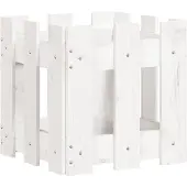 vidaXL Plantenbak met hekontwerp 30x30x30 cm massief grenenhout wit