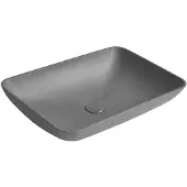 Sapho Infrane betonnen opbouwwastafel inclusief afvoerplug 57x37cm zwart graniet