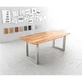 DELIFE Eettafel Edge Boot acacia natuur 200x100 edelstaal breed zwitserse rand eettafel