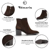 Tamaris Dames Mocca Brown Suède Leren Enkellaarzen met hakken - 25313-47