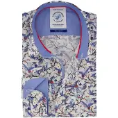 A Fish Named Fred Overhemd blauw geprint stretch