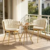 MODFU Eetkamerstoel - Kuipstoel - Draaibaar - Beige - Set Van 2