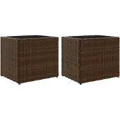 vidaXL Plantenbakken 2 st 36x30x32 cm poly rattan bruin