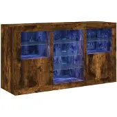 vidaXL Dressoir met LED-verlichting 123x37x67 cm gerookt eikenkleurig