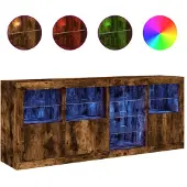 vidaXL Dressoir met LED-verlichting 164x37x67 cm gerookt eikenkleurig