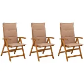 vidaXL Ligstoelen voor Tuin 3 st Naturel Massief Acacia Hout